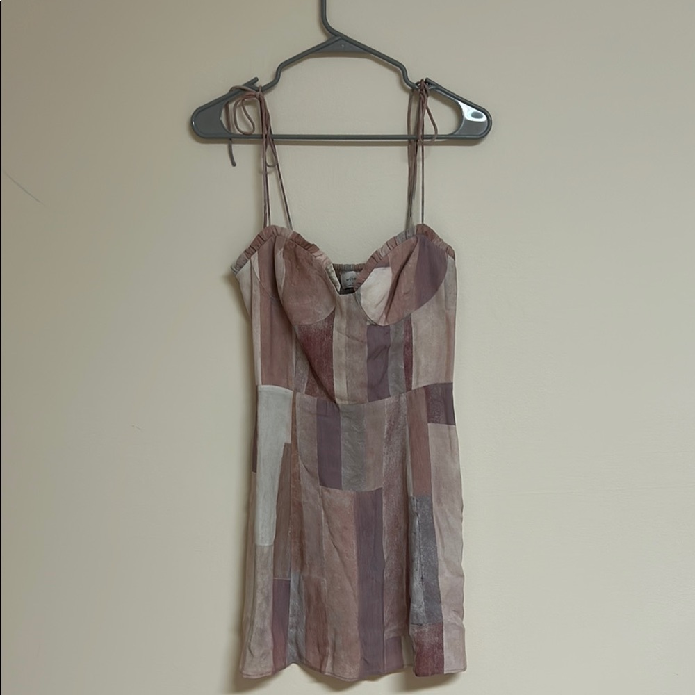 Patchwork Spaghetti Strap Dress - image 1